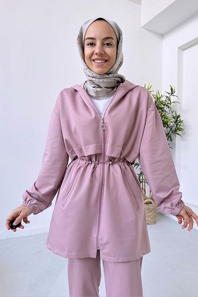 Ka Hijab Waist Drawstring Two Thread Set - Pink