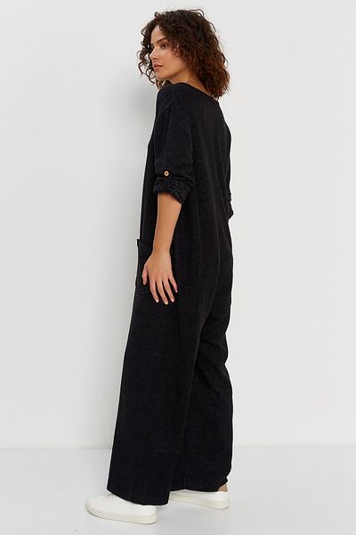 Hopoi Woman's Black Loose Loose Leg Soft Jumpsuit