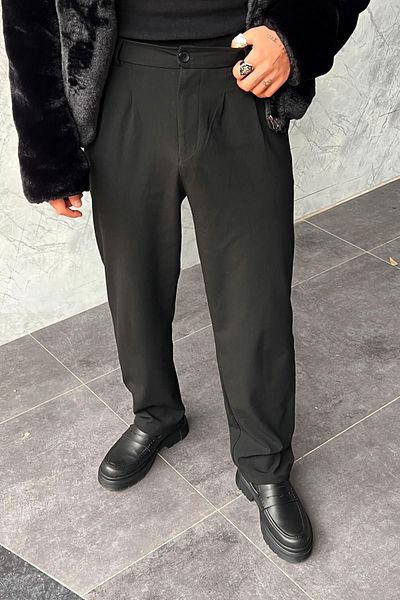 ElitWear Ανδρικό υφασμάτινο φαρδύ παντελόνι με άνετη εφαρμογή με πλισέ