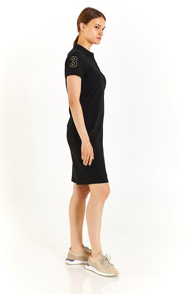 U.S. Polo Assn. Rochie tricotată pentru femei, slim fit, cu gât polo, cu emblemă de polo