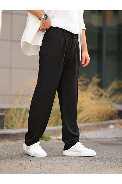 ElitWear Ανδρικό υφασμάτινο φαρδύ πλισέ παντελόνι