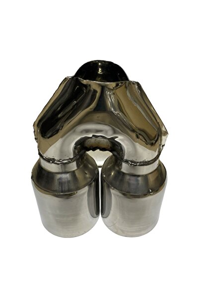 HYM TUNİNG 110 MM ÇİFT ÇIKIŞ EGZOZ UCU DÜZ İÇİ DIŞI PASLANMAZ KROM