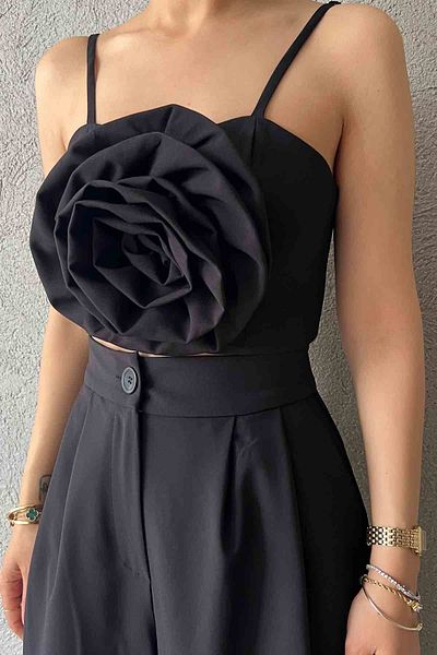 Seda Yalçın Atelier Black Rose Detailed Suspended Bustier