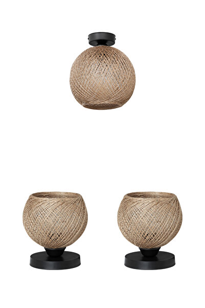 manogrup avize aydınlatma Erva Abajur Avize Yatak Odası Aydınlatma Set Kahve