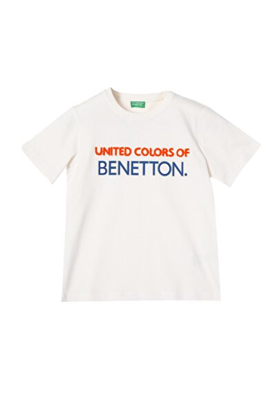 Benetton تيشيرت أبيض للأولاد من بنيتون بألوان موحدة BNT-B21361