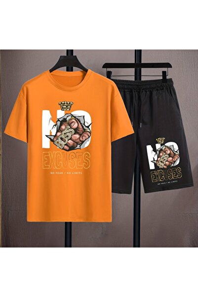 GALASHOP طباعة "NO EXCUSES"، طقم رجالي مكون من قطعتين