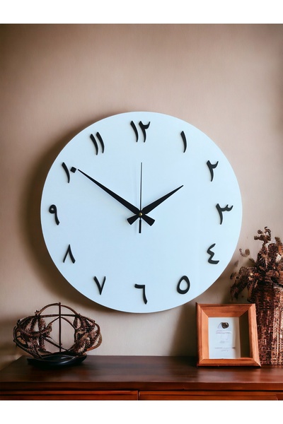 tozluahşap Arapça Rakam Beyaz Sade Minimalist Duvar Saati