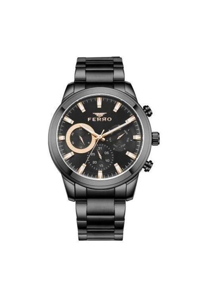 FERRO Men's Wristwatch FM31370A-G Black Steel Cord - Simple and Stylish Design
