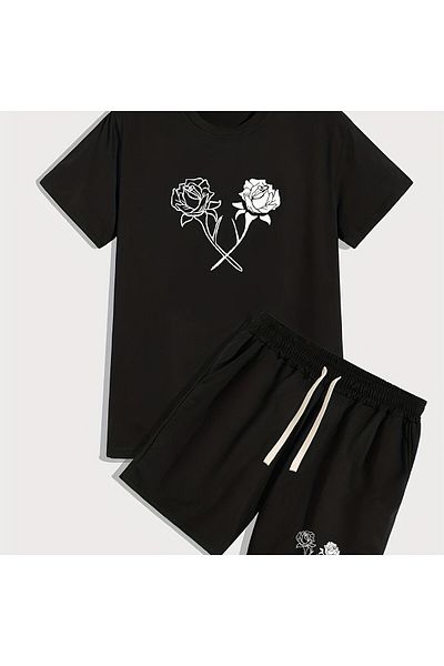 GALASHOP Two Roses, Ανδρικό σορτς μπλουζάκι 2 τεμαχίων