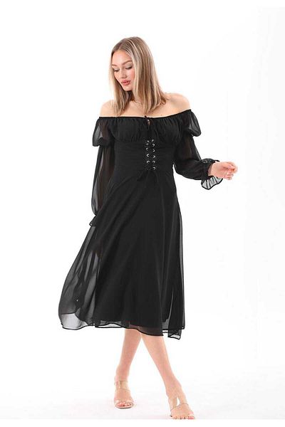 CİXAPLE Chiffon Eyelet Dress