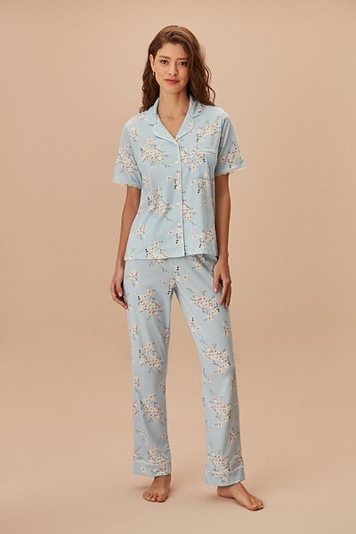 SUWEN Set de pijamale masculine Sakura