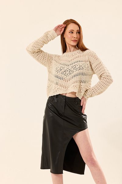 Cloudy Kids Pulover de damă cu model ajurat tricotaj - model în relief, sezonier