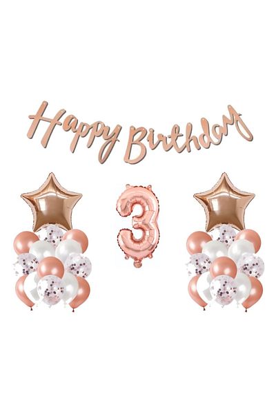 DÜVENCİ TİCARET Age Balloon Set - ROSE GOLDBIRTH Sun Balloon