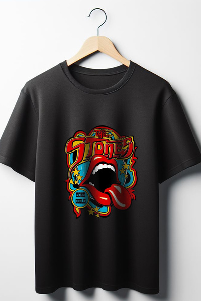 Vordevia The Stones Štampano Oversize kroj Wide Fit Unisex okrugla kragna crn...