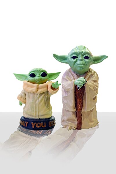 Sarparen Art Baby Yoda ve Master Yoda  2 li Set Mandalorian Heykel Büst 12K Detaylı Reçine (Plastik Değildir)