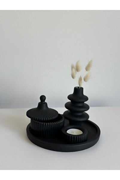 ALSARE Model Halkalı Vazo Mumluk Dekoratif Set