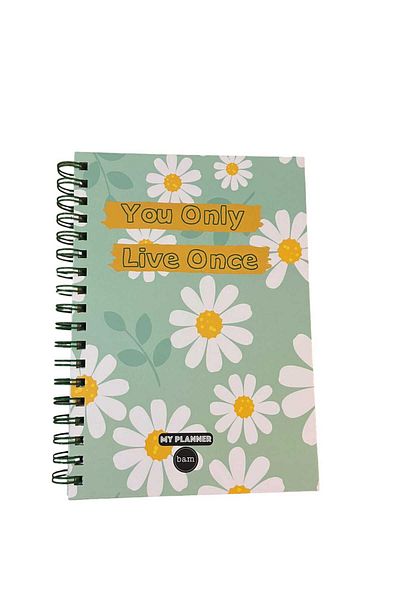 Bam You Only Live Once - Academic and Yearly Planner Talking Agenda, Blue Stationery Notebook