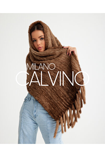 Milano Calvino Vizon Örme Kürk Şal