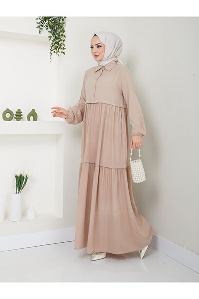 VOLT CLOTHİNG Γυναικείο Φόρεμα Hijab γιακά γιακά από ύφασμα βισκόζης