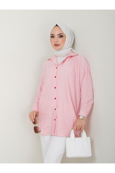VOLT CLOTHİNG Women's Striped Hijab Shirt