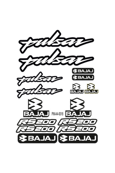 MOTOSEPETİM PULSAR RS200 BAJAJ MOTOSİKLET STİCKER SETİ A4 EBATI ÇOKLU STİCKER 01