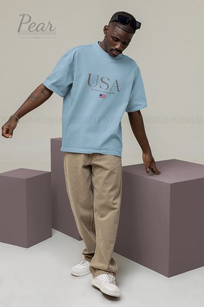 Pear Wear Μπλουζάκι USA Printed Unisex T-shirt Oversize