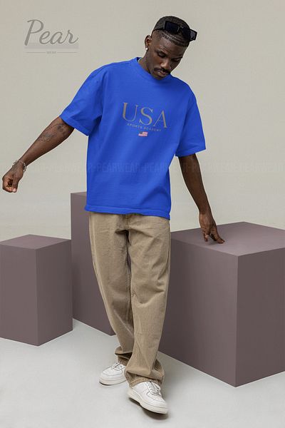 Pear Wear Μπλουζάκι USA Printed Unisex T-shirt Oversize