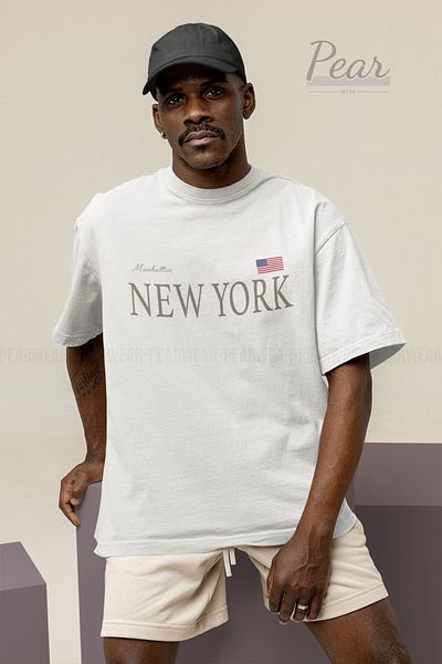 Pear Wear New York Printed Unisex T-Shirt Oversize T-shirt