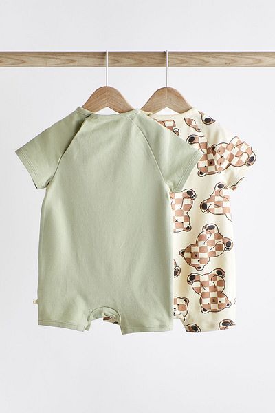 Next Baby 100% Organic Cotton Sage Green Bear Patterned 2-Piece Sleeping Bag Romper Set ALY01144