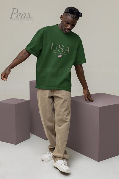 Pear Wear Μπλουζάκι USA Printed Unisex T-shirt Oversize