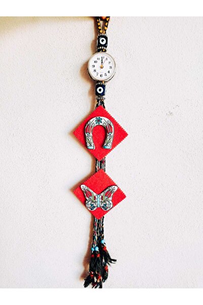 PİRAMİGO ساعة حائط مزخرفة على شكل حدوة حصان وفراشة من السيراميك