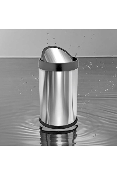 Palex 16 Lt Trash Can with Chrome Practical Lid Beige, Stylish and Convenient Cleaning Product