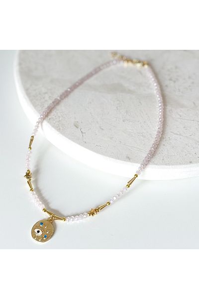 CHARMLUCKY Crystal Bead Eye Necklace