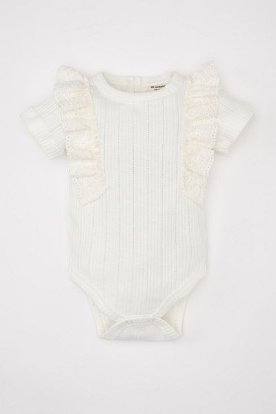 DeFacto Baby Girl Newborn Crew Neck Short Sleeve Snap Body C5092A524SM