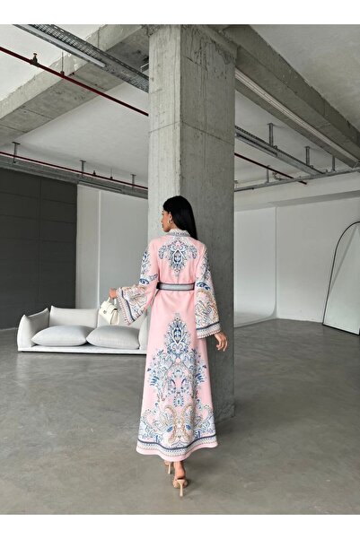 ELEWOMEN elbise atlas kumaş mavi ve pembe yazlık  moda