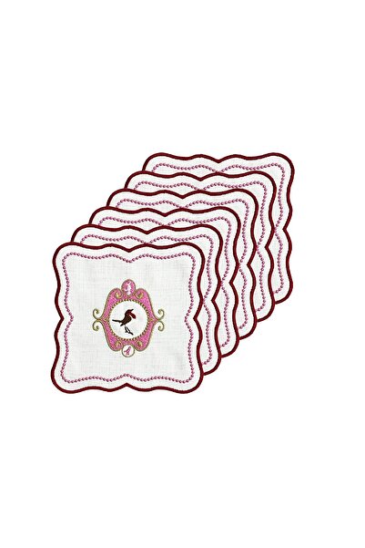 ARTER Home منديل كوكتيل وردي على شكل طائر مكون من 6 قطع