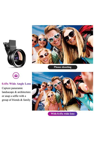 APEXEL Phone Lens kit 0.45x Super Wide Angle & 12.5x Macro Micro Lens HD Camera Lentes for iPhone...