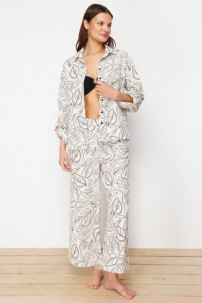 Trendyol Collection Linen Woven Floral Print Shirt and Pants Set - Tbess24Au00063