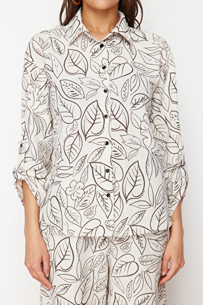 Trendyol Collection Linen Woven Floral Print Shirt and Pants Set - Tbess24Au00063