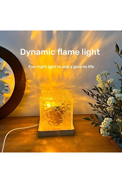 Choice 3/16 Colors Flame Crystal Lamp - Dynamic Rotating Water Wave Projector Night Light, for Room