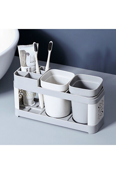 Choice مجموعة حامل فرشاة الأسنان بكأس غسيل مزدوج، مجموعة مبتكرة للأسرة والزوجين، كوب غسول الفم للمنزل