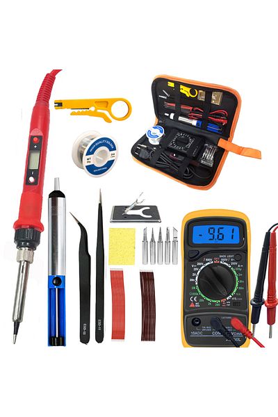 lefavor 80W Digital Electric Soldering Iron Set Kit 220V 110V Temperature  Adjustable LCD Display Solder ...
