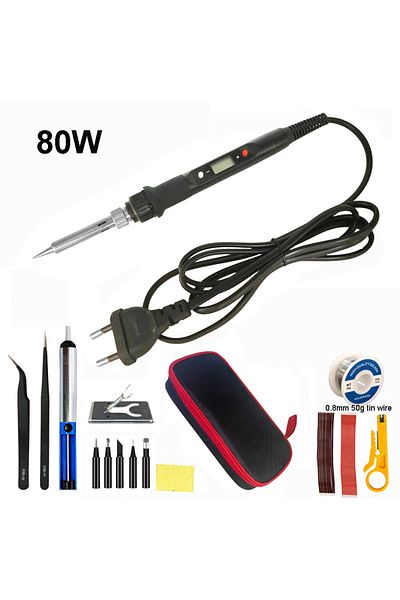 lefavor 80W Digital Electric Soldering Iron Set Kit 220V 110V Temperature  Adjustable LCD Display Solder ...