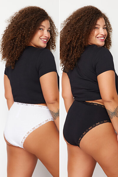 Trendyol Curve Fekete - fehér 2 csomagos pamut bugyi TBBSS24CM00006