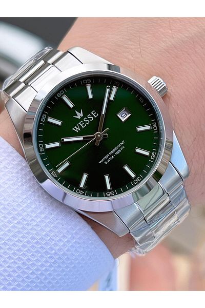 Wesse Steel Cord Calendar Dial No Darkening Color Throwing 5 Atm Men's Wrist Watch EWWG209205