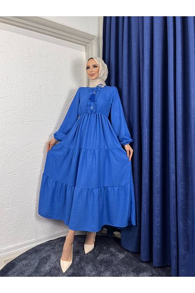 CLB COLLECTION Γυναικείο φόρεμα με φούντα με βολάν
