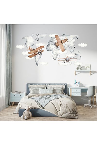 Renklendir Hayatını 95 Model Large Size Wall Sticker - Airplane Design