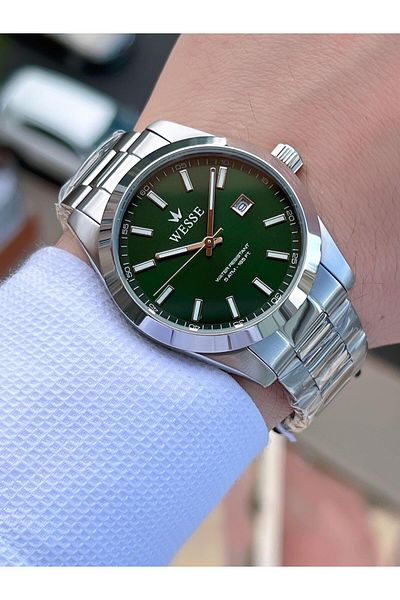 Wesse Steel Cord Calendar Dial No Darkening Color Throwing 5 Atm Men's Wrist Watch EWWG209205