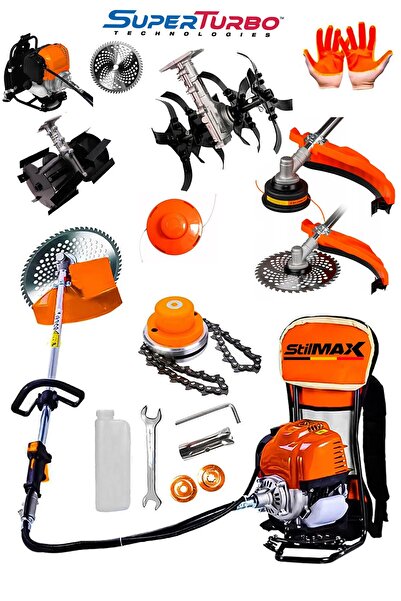 stilmax SUPERTURBO Arazi Seti 20HPX Sırt Tipi Tırpan Ot Biçme + 2'Lİ Toprak Eşeleme + Akrobat Çapa Aparatı