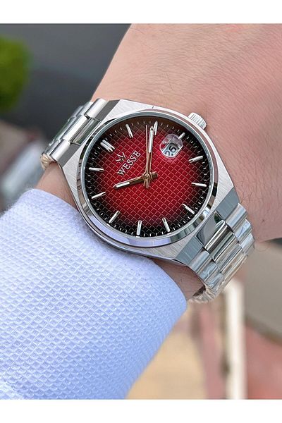 Wesse Steel Cord Calendar Dial No Darkening Color Throwing 5 Atm Men's Wrist Watch EWWG209508